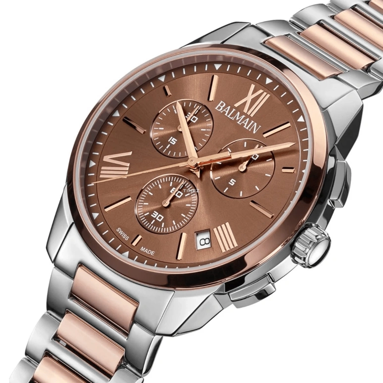 Balmain,Madrigal 42mm,42mm,Stainless Steel,Brown,Quartz,Chronograph,Day,B7488,B7488.33.52