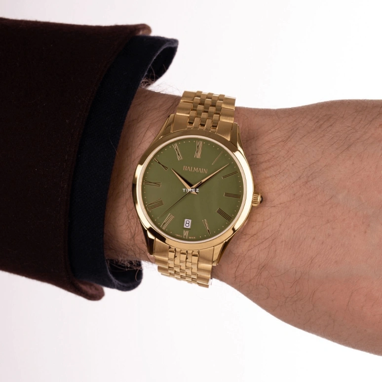 Balmain,Classic R 41mm,41mm,Stainless Steel,Green,Quartz,Day,Sapphire,Crystal Glass,B4100,B4100.31.71