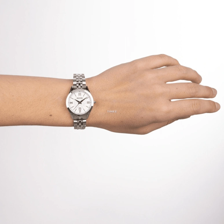 Balmain,Classic R 30mm,30mm,Stainless Steel,White,Quartz,Day,Sapphire,Crystal Glass,B4111,B4111.31.12