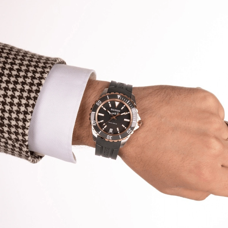Balmain,Ophrys 42.50mm,42.50mm,Stainless Steel,Smoky Coal,Quartz,Day,Sapphire,Crystal Glass,B4349,B4349.51.76