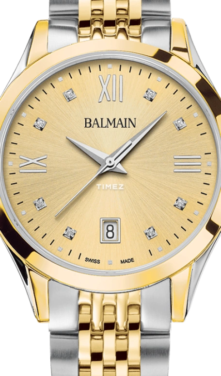 Balmain,Classic R 34mm,34mm,Stainless Steel,Gold,Quartz,Day,Sapphire,Crystal Glass,B4312,B4312.31.25