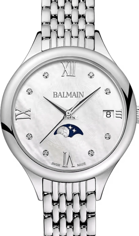 Balmain,Balmain de Balmain 31mm,31mm,Stainless Steel,Silver White,Quartz,Moonphase,Day,B4911,B4911.33.85
