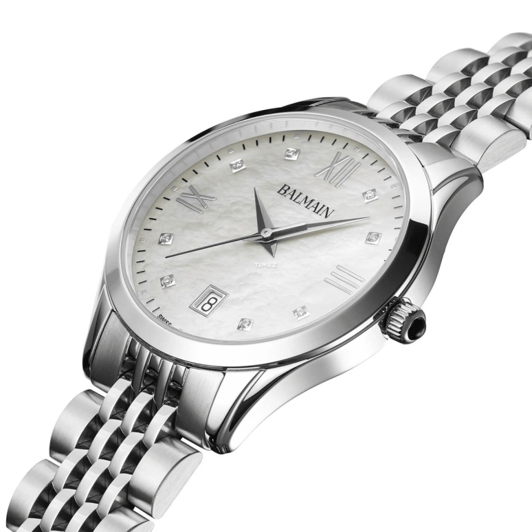 Balmain,Classic R 34mm,34mm,Stainless Steel,Silver White,Quartz,Day,Sapphire,Crystal Glass,B4311,B4311.31.82