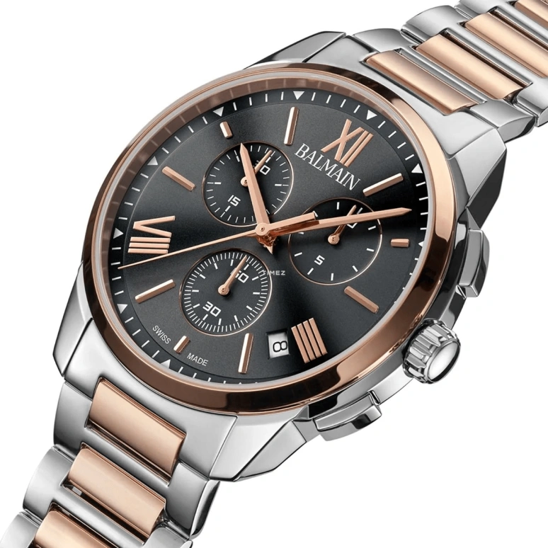 Balmain,Madrigal 42mm,42mm,Stainless Steel,Smoky Coal,Quartz,Chronograph,Day,B7488,B7488.33.71
