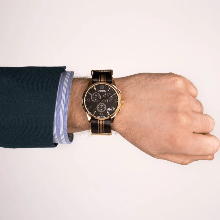 Balmain,Madrigal 42mm,42mm,Stainless Steel,Black,Quartz,Chronograph,Day,B7480,B7480.31.64