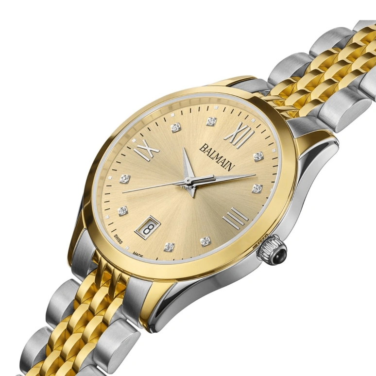 Balmain,Classic R 34mm,34mm,Stainless Steel,Gold,Quartz,Day,Sapphire,Crystal Glass,B4312,B4312.31.25