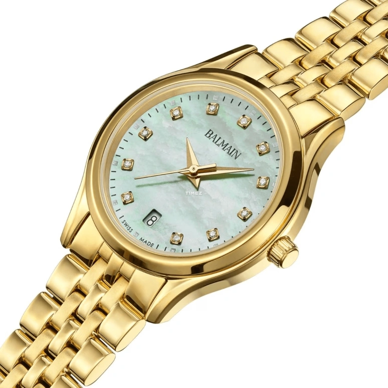 Balmain,Beleganza 27.50mm,27.50mm,Stainless Steel,Green,Quartz,Day,Sapphire,Crystal Glass,B8340,B8340.33.76