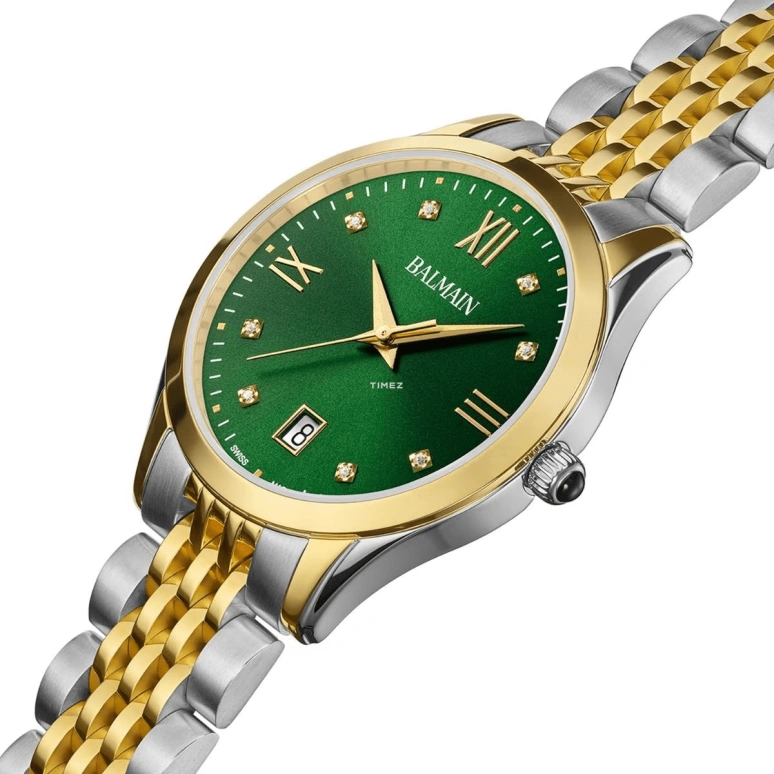 Balmain,Classic R 34mm,34mm,Stainless Steel,Green,Quartz,Day,Sapphire,Crystal Glass,B4312,B4312.31.75