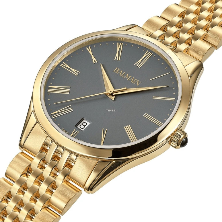 Balmain,Classic R 41mm,41mm,Stainless Steel,Smoky Coal,Quartz,Day,Sapphire,Crystal Glass,B4100,B4100.31.61