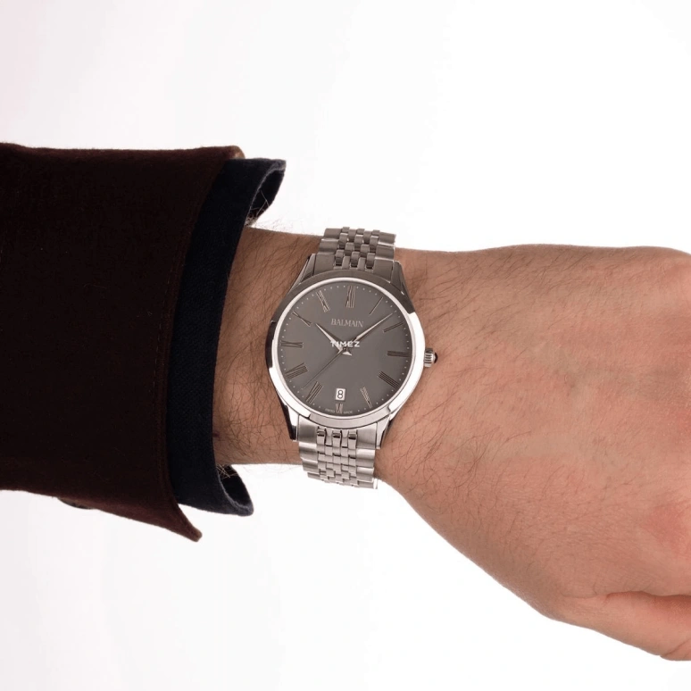 Balmain,Classic R 41mm,41mm,Stainless Steel,Smoky Coal,Quartz,Day,Sapphire,Crystal Glass,B4101,B4101.31.61