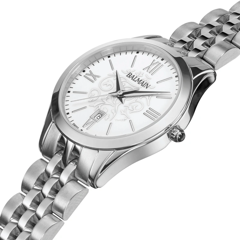 Balmain,Classic R 30mm,30mm,Stainless Steel,White,Quartz,Day,Sapphire,Crystal Glass,B4111,B4111.31.12