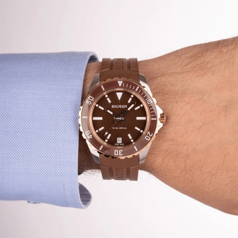 Balmain,Ophrys 42.50mm,42.50mm,Stainless Steel,Brown,Quartz,Day,Sapphire,Crystal Glass,B4348,B4348.52.55