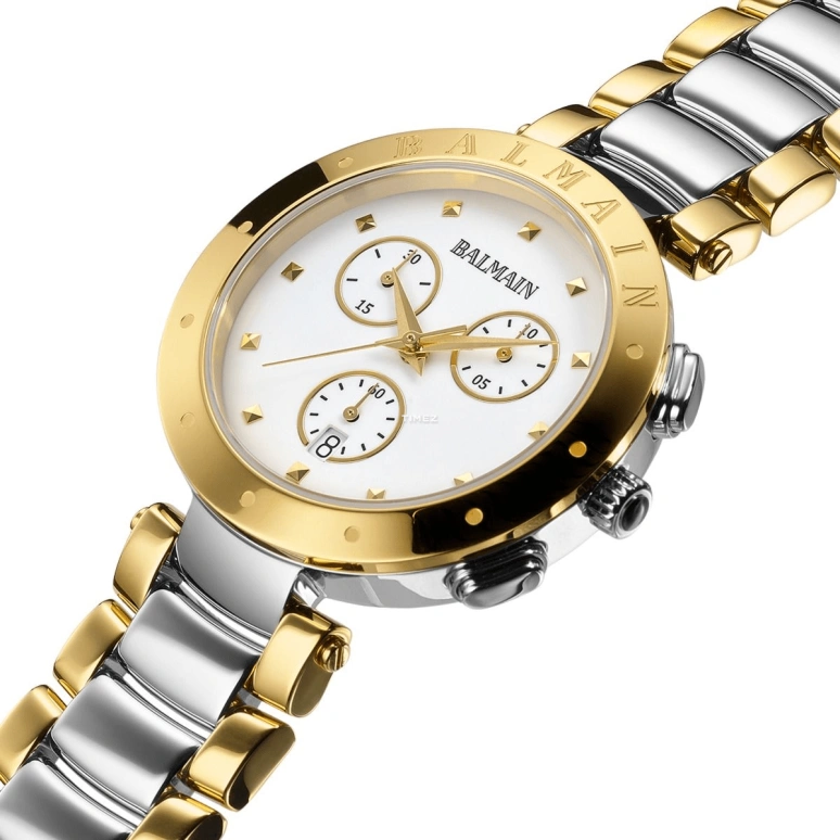 Balmain,Balmainia 36mm,36mm,Stainless Steel,White,Quartz,Chronograph,Day,B6252,B6252.39.26