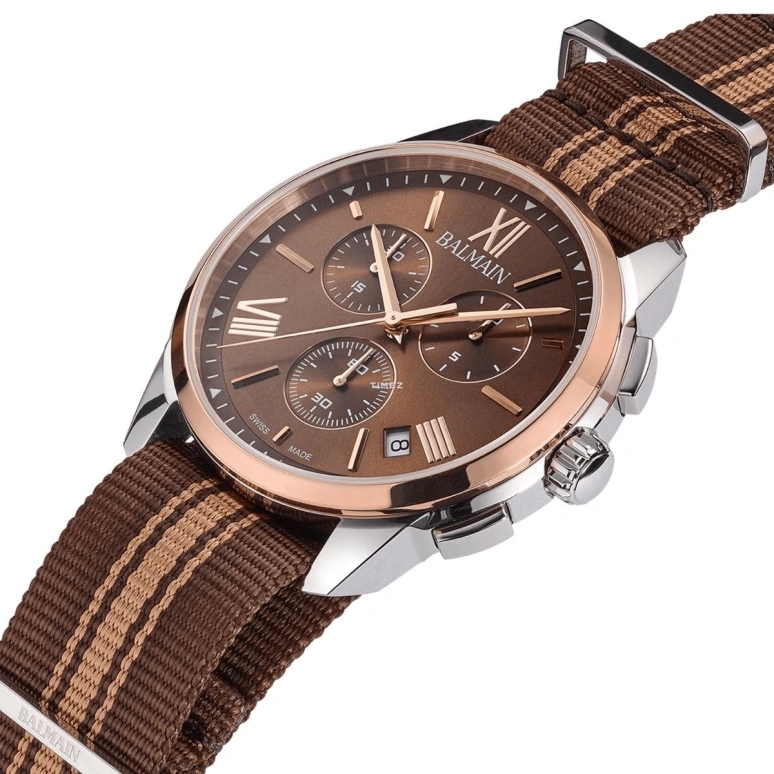 Balmain,Madrigal 42mm,42mm,Stainless Steel,Brown,Quartz,Chronograph,Day,B7488,B7488.52.52