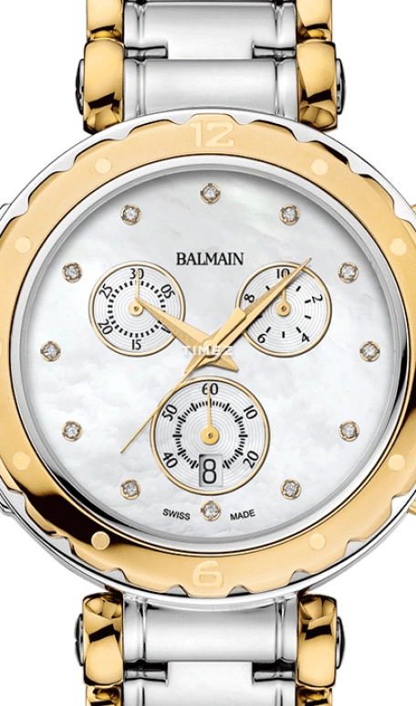 Balmain,Balmainia 38mm,38mm,Stainless Steel,White,Quartz,Chronograph,Day,B5632,B5632.39.85