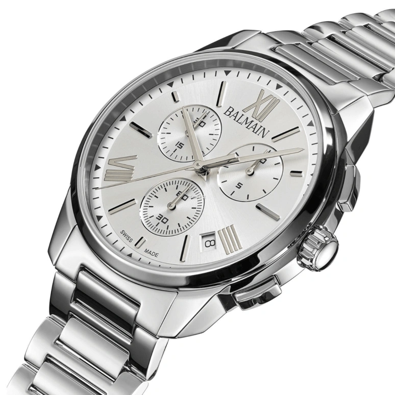 Balmain,Madrigal 42mm,42mm,Stainless Steel,Silver,Quartz,Chronograph,Day,B7481,B7481.33.22