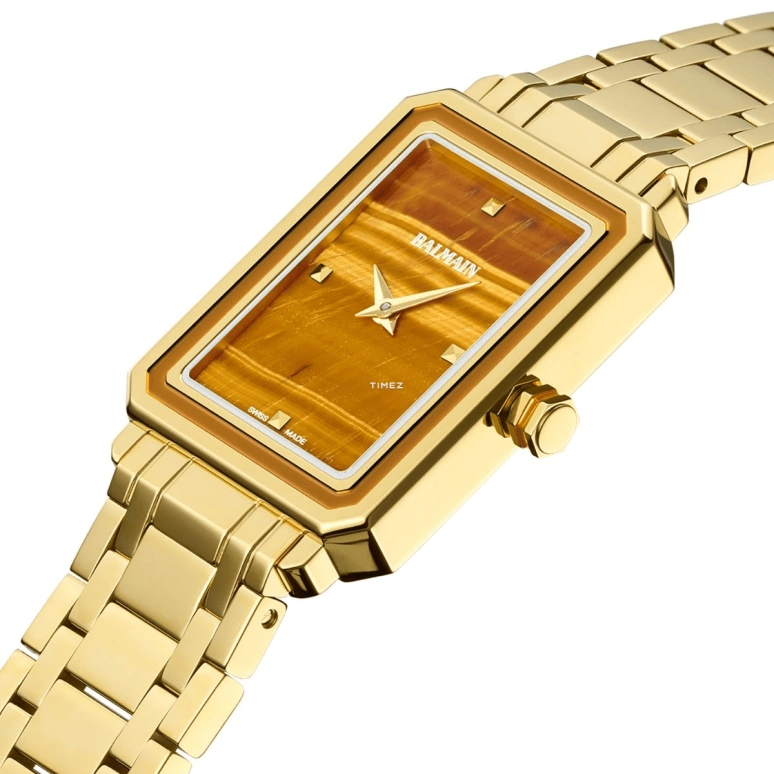 Balmain,Eirini 25x33mm,25x33mm,Stainless Steel,Yellow Tan,Quartz,26280hours,Sapphire,Crystal Glass,B4390,B4390.33.56