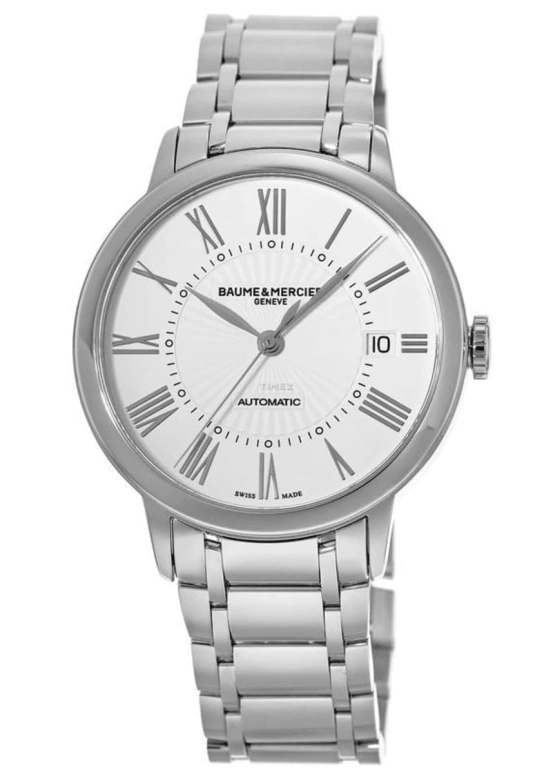 Baume & Mercier,Classima 36.50mm,36.50mm,Stainless Steel,White,Automatic,Day,Sapphire,Crystal Glass,10220