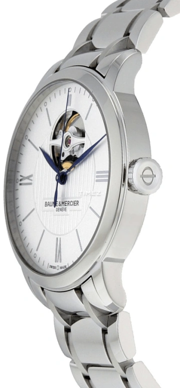 Baume & Mercier,Classima 40mm,40mm,Stainless Steel,White,Silver,Automatic,Sapphire,Crystal Glass,Round,10275