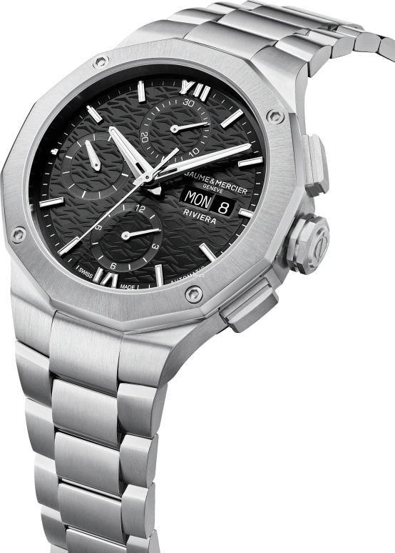 Baume & Mercier,Riviera 41mm,41mm,Stainless Steel,Black,Automatic,Chronograph,Date,Day,10825