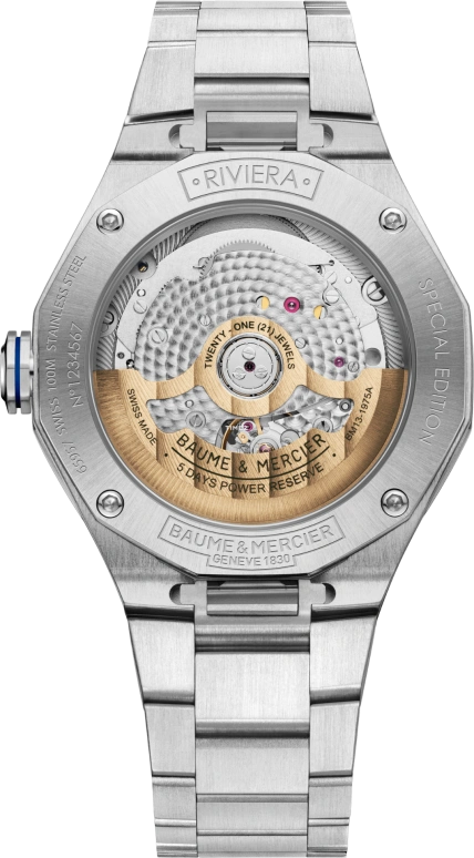 Baume & Mercier,Riviera 39mm,39mm,Stainless Steel,Yellow,Automatic,Day,In-house Caliber,10822