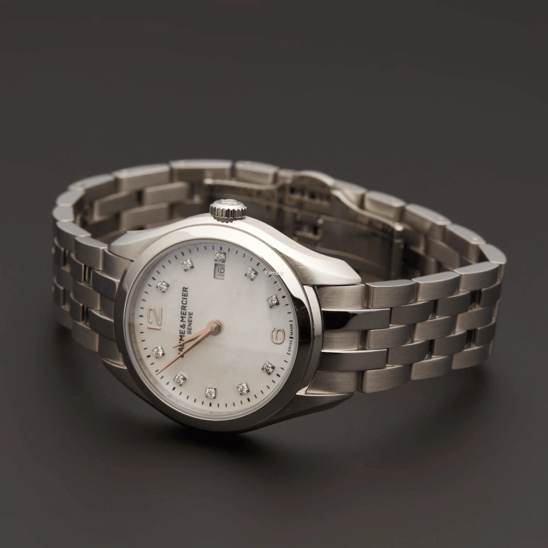 Baume & Mercier,Clifton 30mm,30mm,Stainless Steel,White,Quartz,Day,Sapphire,10176