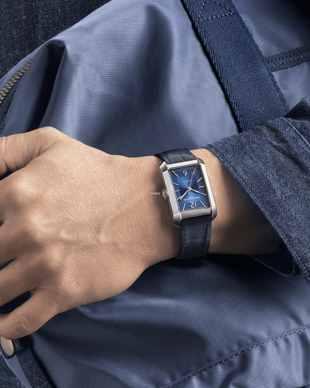Baume & Mercier,Hampton 27.50x43mm,27.50x43mm,Stainless Steel,Blue,Automatic,Sapphire,Crystal Glass,Square,10732
