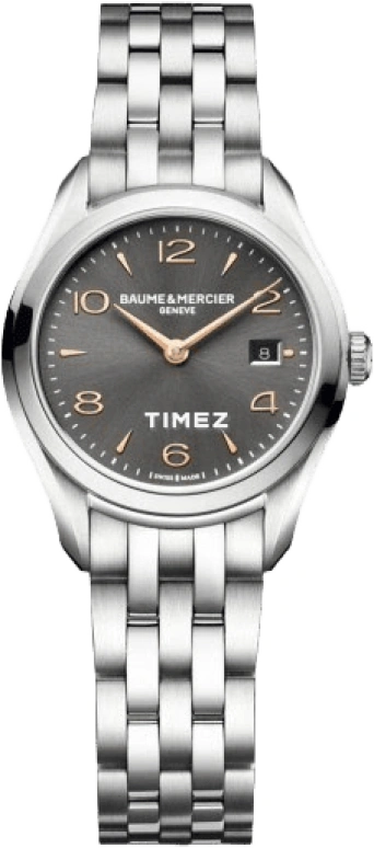 Baume & Mercier,Clifton 30mm,30mm,Stainless Steel,Grey,Quartz,Day,Sapphire,Crystal Glass,10209
