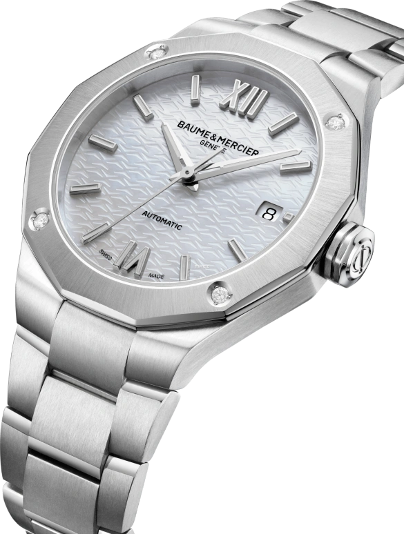 Baume & Mercier,Riviera 36mm,36mm,Stainless Steel,Silver White,Automatic,Day,Sapphire,Crystal Glass,10663