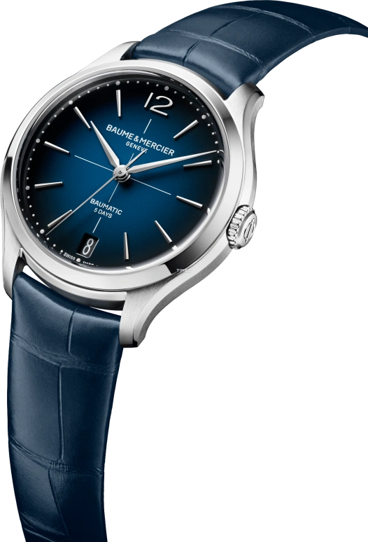 Baume & Mercier,Clifton 34mm,34mm,Stainless Steel,Blue,Gradient,Automatic,Day,In-house Caliber,10833