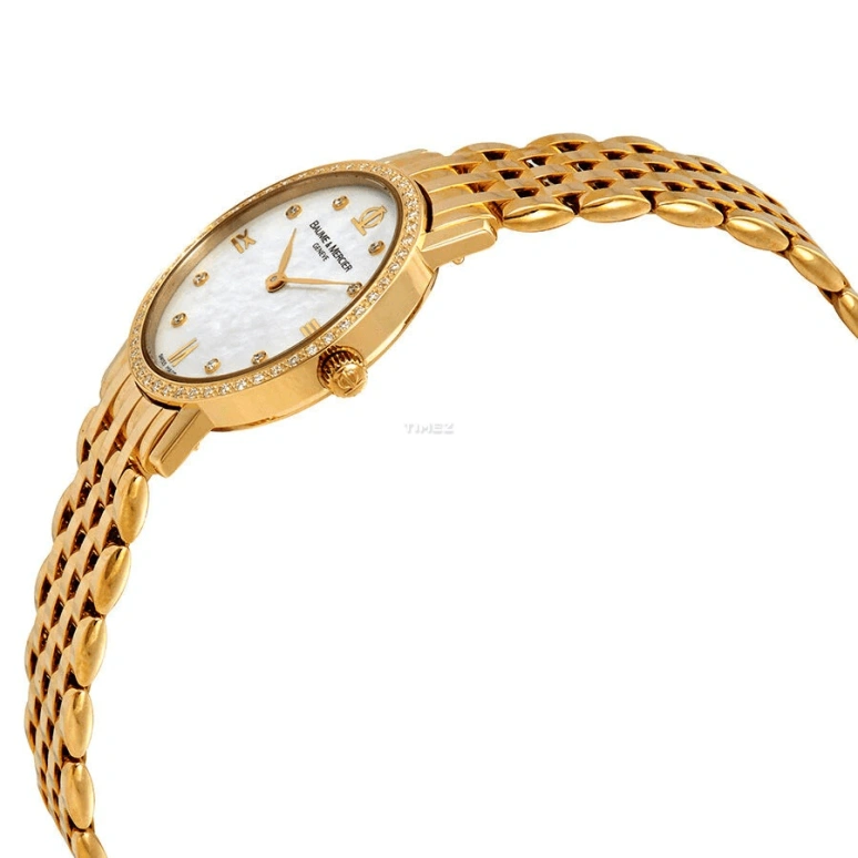 Baume & Mercier,Classima 24mm,24mm,Yellow Gold,White,Quartz,Sapphire,Crystal Glass,Round,8579