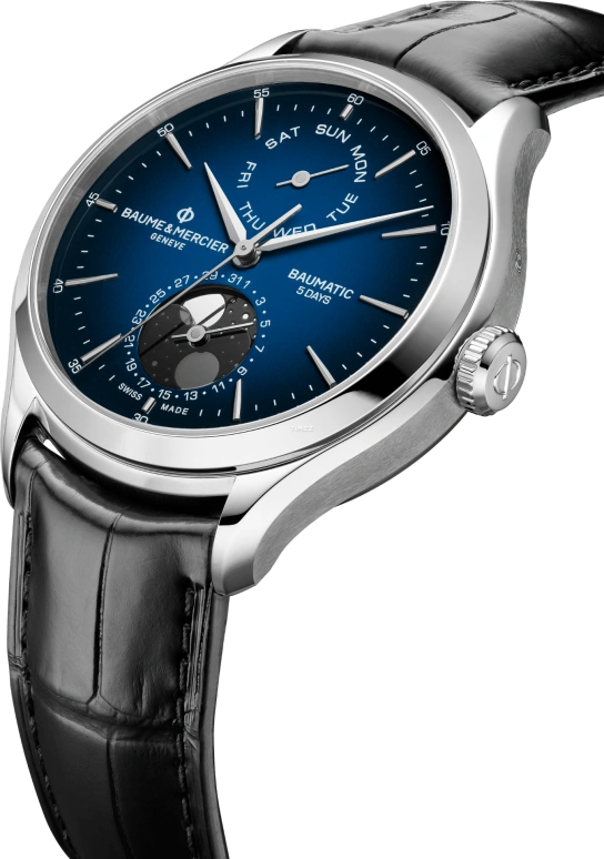 Baume & Mercier,Clifton 42mm,42mm,Stainless Steel,Blue,Automatic,Moonphase,Date,Day,10593
