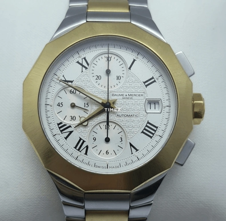Baume & Mercier,Baume 40mm,40mm,Stainless Steel,Yellow Gold,Grey,Automatic,Chronograph,Day,8624