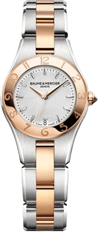 Baume & Mercier,Linea 27mm,27mm,Red Gold,Stainless Steel,Silver,Quartz,Day,26280hours,10015