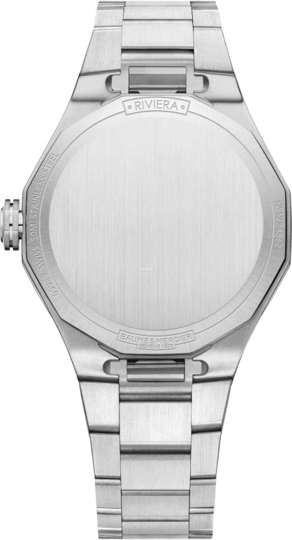 Baume & Mercier,Riviera 33mm,33mm,Stainless Steel,Blue,Quartz,Day,Sapphire,Crystal Glass,10765