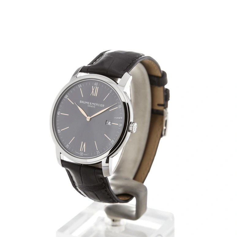 Baume & Mercier,Classima 42mm,42mm,Stainless Steel,Grey,Quartz,Day,Sapphire,Crystal Glass,10266