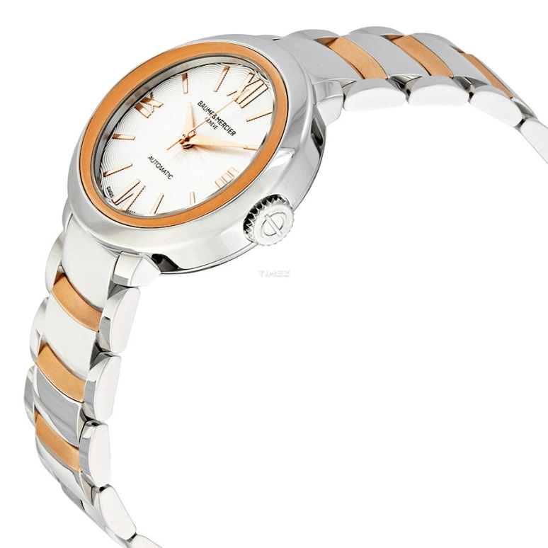 Baume & Mercier,Promesse 30mm,30mm,Rose Gold,Silver,Automatic,Sapphire,Crystal Glass,Round,10183