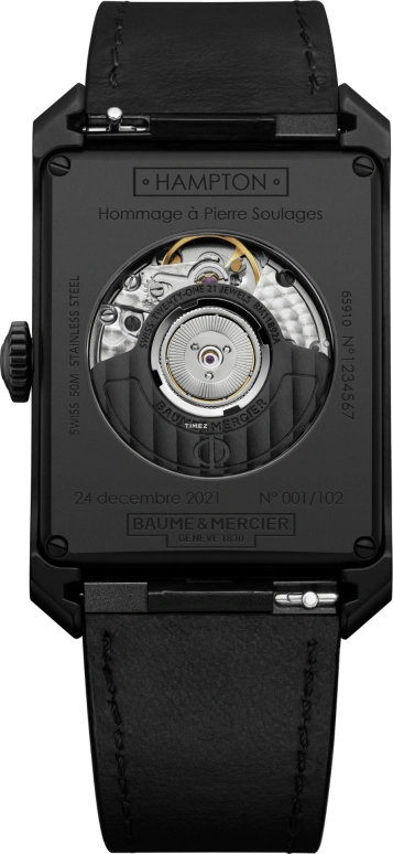 Baume & Mercier,Hampton 31x48.10mm,31x48.10mm,Stainless Steel,Black,Automatic,Sapphire,Crystal Glass,Square,10641
