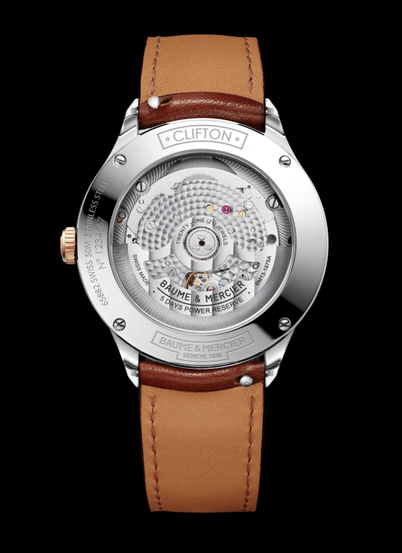 Baume & Mercier,Clifton 40mm,40mm,Stainless Steel,Chocolate,Automatic,Day,Sapphire,Crystal Glass,10713