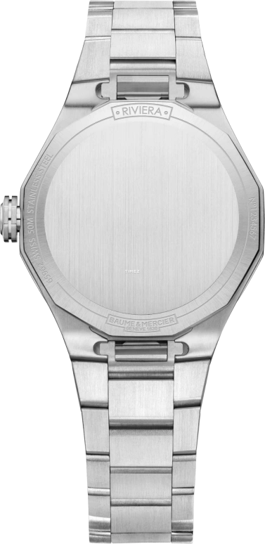 Baume & Mercier,Riviera 33mm,33mm,Stainless Steel,Silver,Quartz,Day,Sapphire,Hardlex,10796