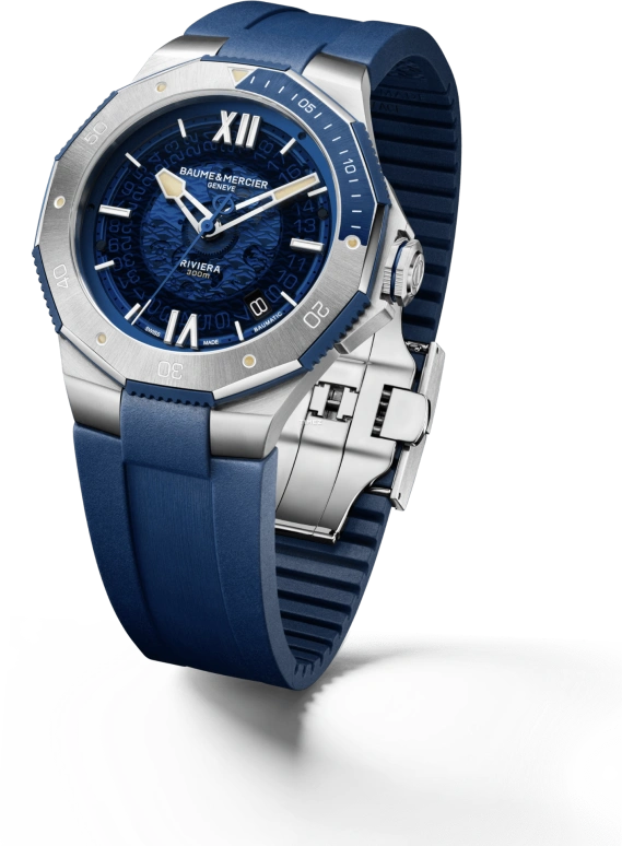 Baume & Mercier,Riviera 42.10x39.05mm,42.10x39.05mm,Stainless Steel,Blue,Automatic,Day,Sapphire,Crystal Glass,10716