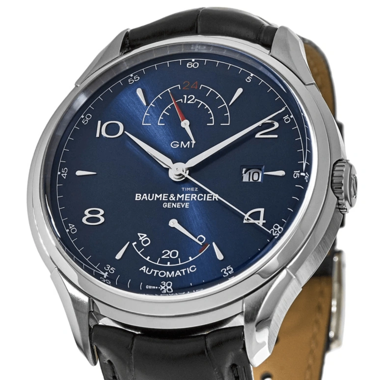 Baume & Mercier,Clifton 45.50mm,45.50mm,Stainless Steel,Blue,Automatic,Day,Power Reserve Indicator,Dule Time,10422