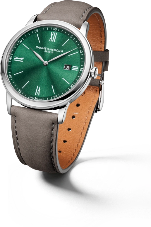 Baume & Mercier,Classima 42mm,42mm,Stainless Steel,Green,Handwound,Day,Sapphire,Crystal Glass,10607
