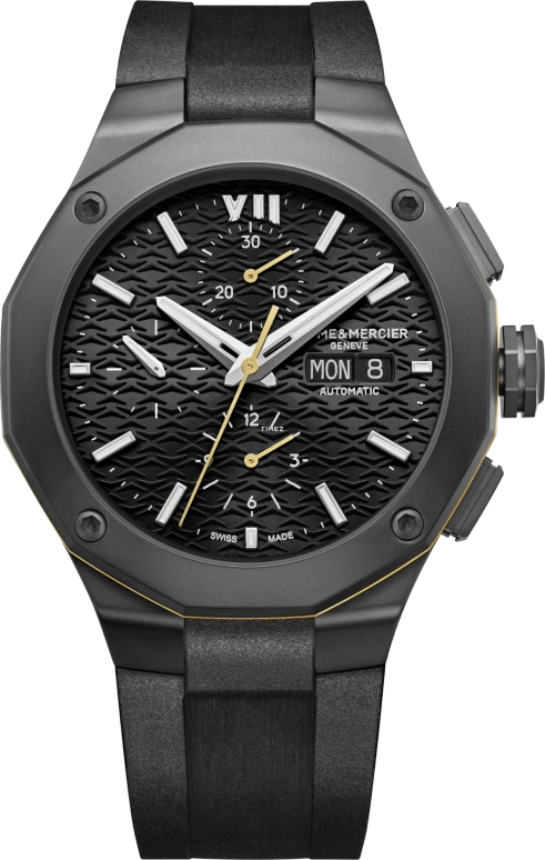 Baume & Mercier,Riviera 43mm,43mm,Stainless Steel,Black,Automatic,Chronograph,Date,Day,10625