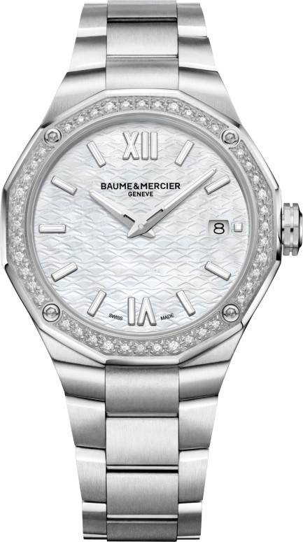 Baume & Mercier,Riviera 36mm,36mm,Stainless Steel,Silver White,Quartz,Day,Sapphire,Crystal Glass,10662