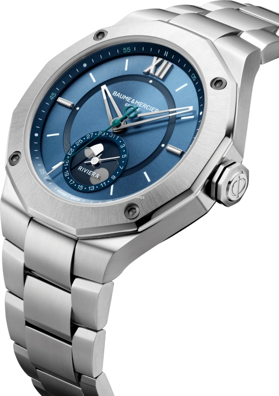 Baume & Mercier,Riviera 43mm,43mm,Stainless Steel,Blue,Automatic,Moonphase,Day,10682