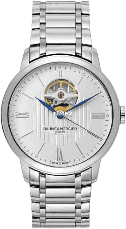 Baume & Mercier,Classima 40mm,40mm,Stainless Steel,White,Silver,Automatic,Sapphire,Crystal Glass,Round,10275