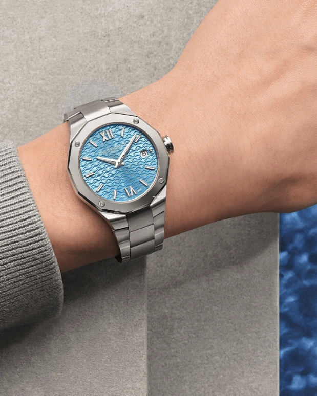 Baume & Mercier,Riviera 36mm,36mm,Stainless Steel,Blue,Handwound,Day,Sapphire,Crystal Glass,10612