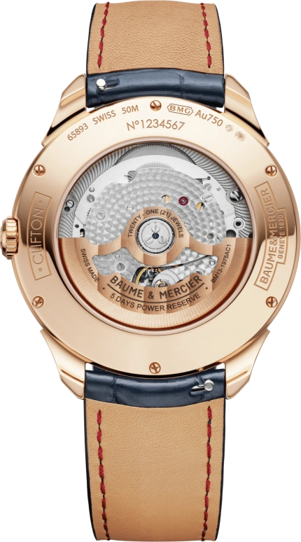 Baume & Mercier,Clifton 42.10x39.05mm,42.10x39.05mm,Rose Gold,Grey,Automatic,Moonphase,Perpetual Calendar,Leap Year,Month,Sapphire,Crystal Glass,Round,10656