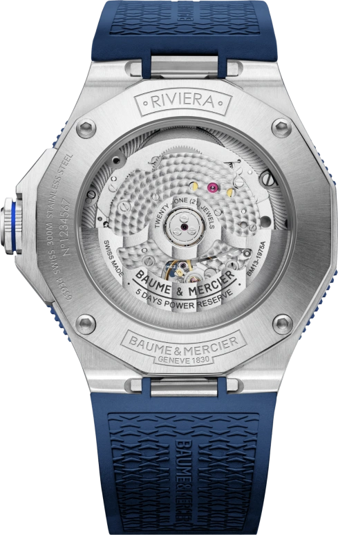 Baume & Mercier,Riviera 42.10x39.05mm,42.10x39.05mm,Stainless Steel,Blue,Automatic,Day,Sapphire,Crystal Glass,10716